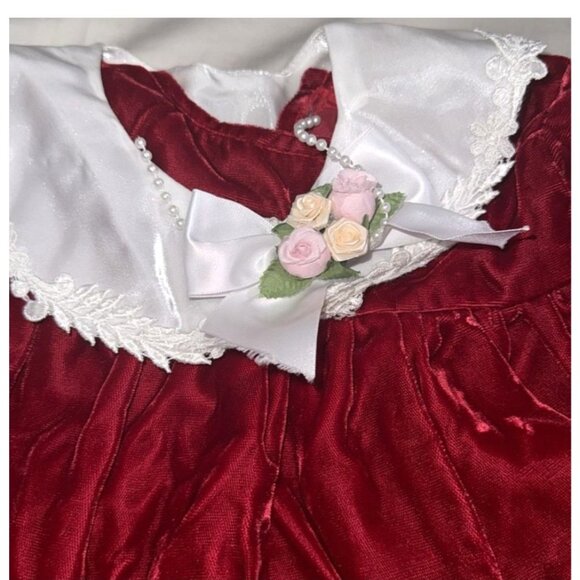 Vintage Baby Velvet & Lace Dress Set With Bloomers - Picture 2 of 12